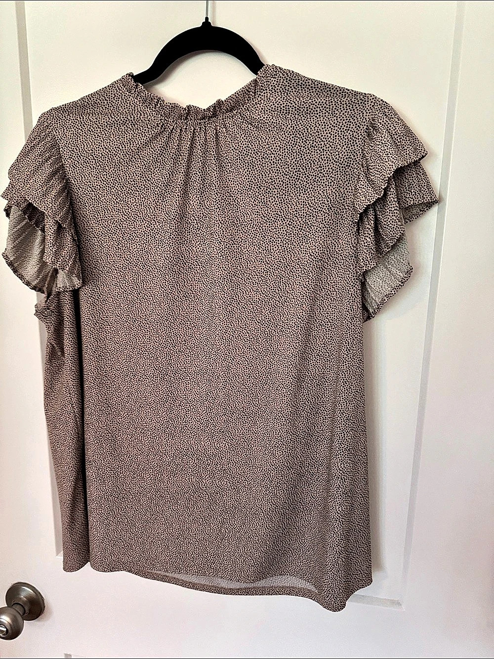 Adrianna Papell Animal Print Ruffle Sleeve Blouse Size Large